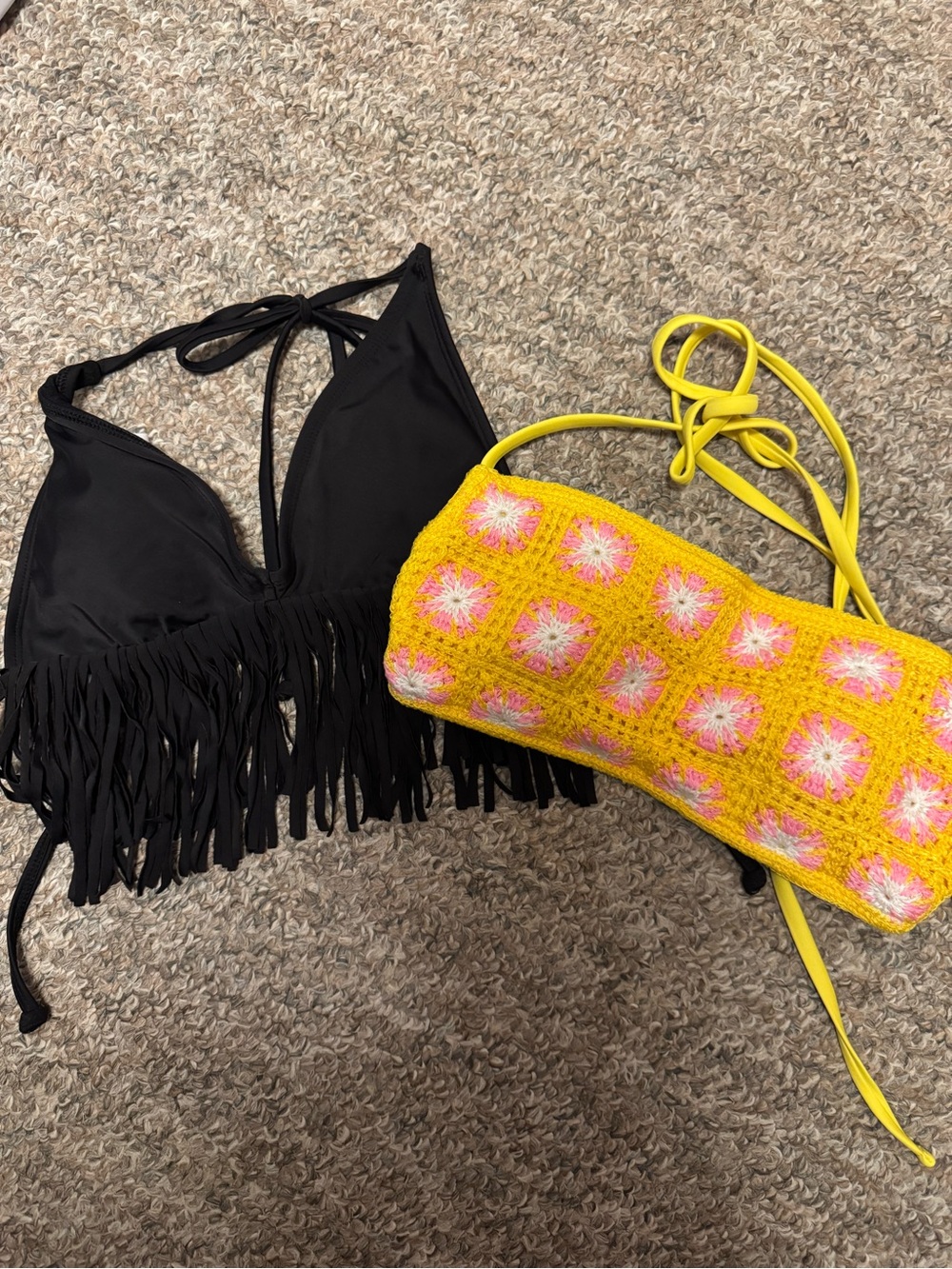 Bikini top bundle - 2 tops - fringe and crochet